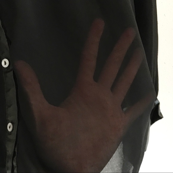 Freebird Sheer Black Top with Faux Leather - Picture 5 of 6